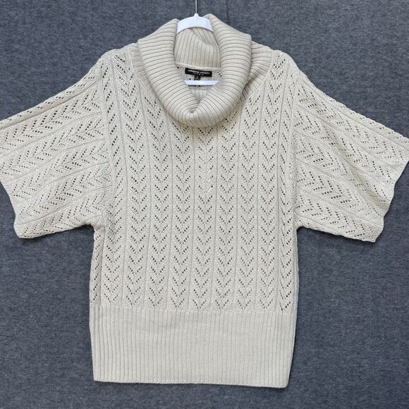 ADRIENNE VITTADINI STUDIO Cowl Neck Sweater XLarge Ivory NWT Wool Blend Y121021 - Picture 1 of 5